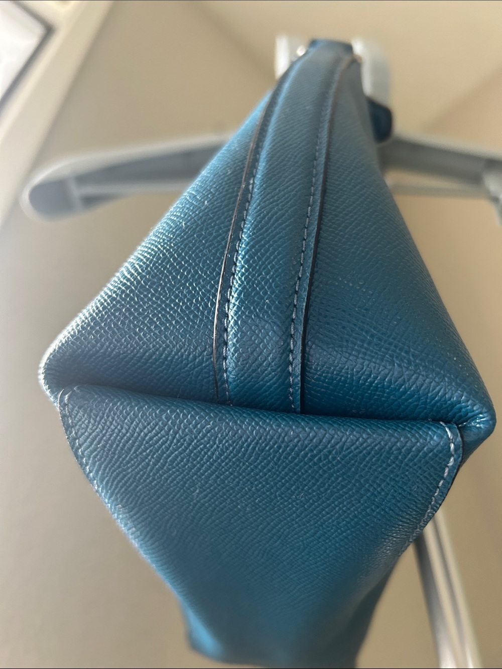 Coach Teal Pebbled Leather Shoulder Bag with Silver Hardware - Picture 4 of 12